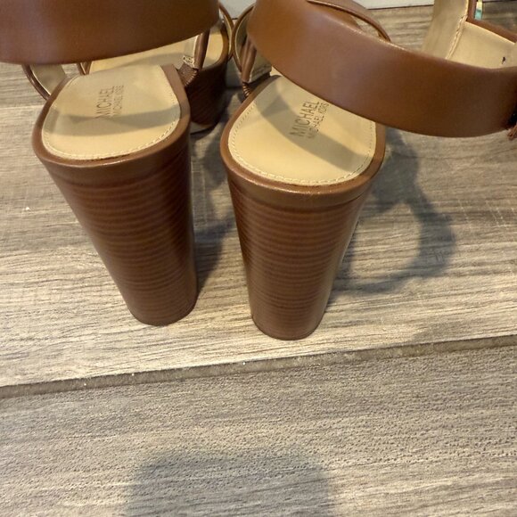 Michael Kors Luggage Brown chunky heels size 9.5 - Picture 4 of 7